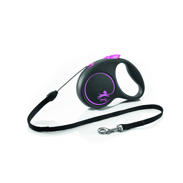 Afbeelding Flexi Black Design Koord S 5 m - Hondenriem - Roze&Zwart door Petsplace.nl