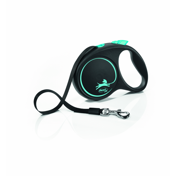 Afbeelding Flexi Rollijn Design - Zwart / Blauw - M door Petsplace.nl