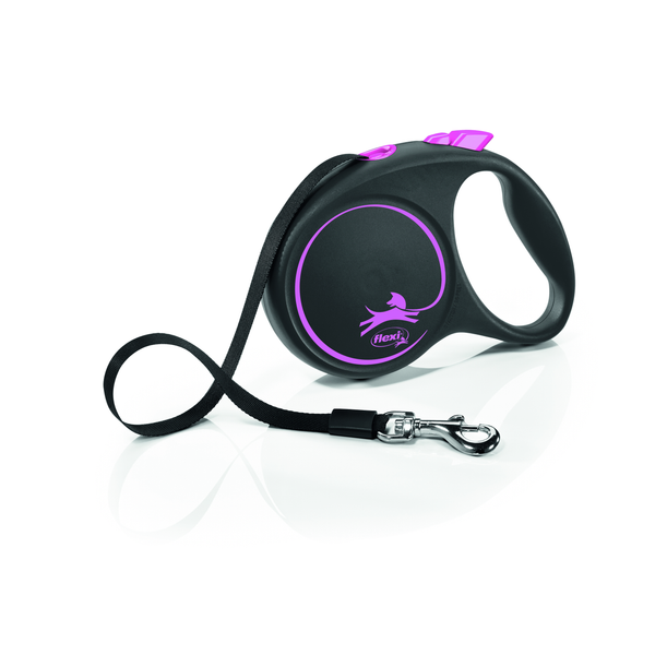 Afbeelding Flexi Rollijn Design - Zwart / Roze - L door Petsplace.nl