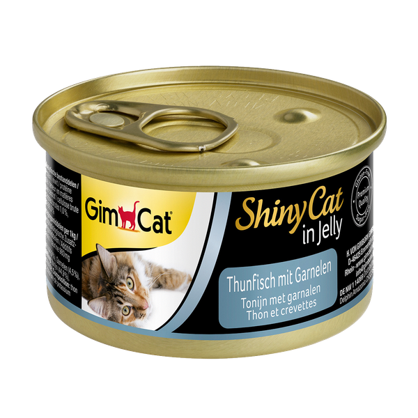 Afbeelding GimCat ShinyCat in Jelly - Tonijn met Garnalen - 24 x 70 gram door Petsplace.nl