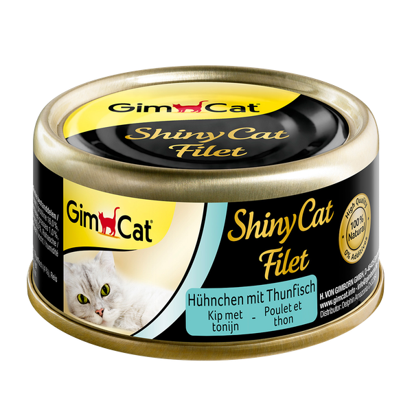 GimCat ShinyCat Filet - Kip met Tonijn - 24 x 70 gram