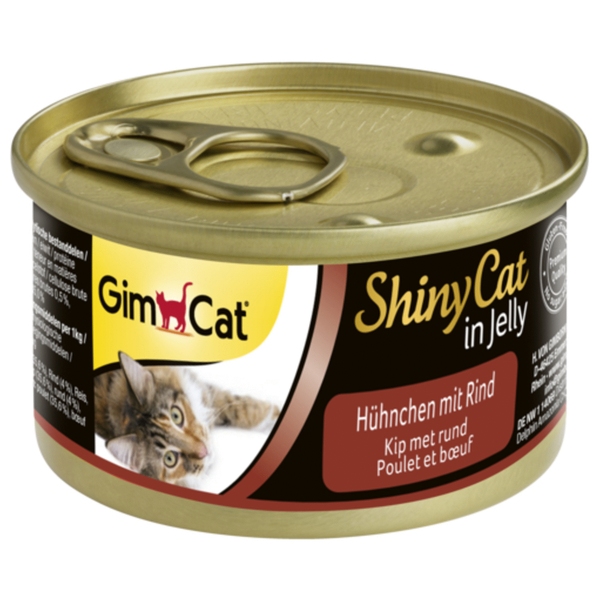 GimCat ShinyCat in Jelly - Kip met Rund - 24 x 70 gram