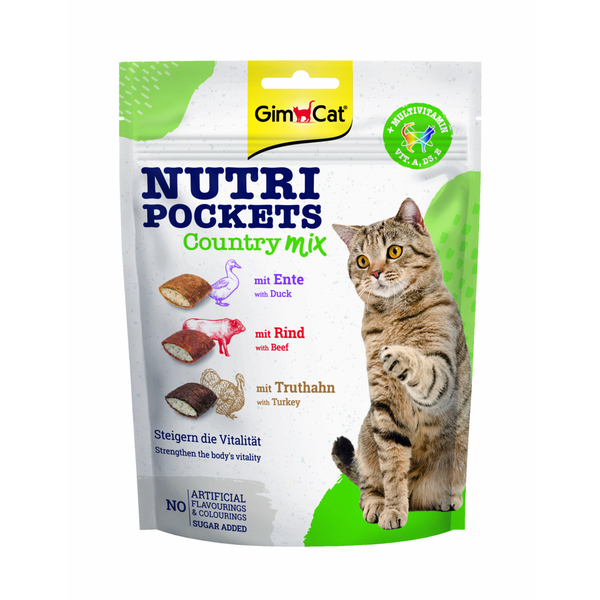 Afbeelding Gimcat Nutri Pockets - Kattensnack - Eend Rund Kalkoen 150 g door Petsplace.nl