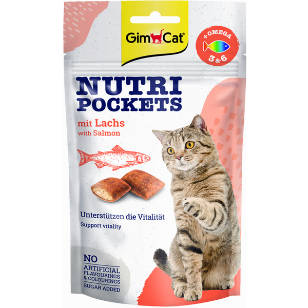 Afbeelding Gimcat Nutri Pockets - Kattensnack - Zalm 60 g door Petsplace.nl