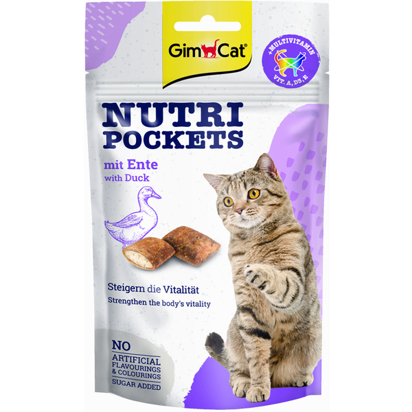 Afbeelding Gimcat Nutri Pockets - Kattensnack - Eend 60 g door Petsplace.nl