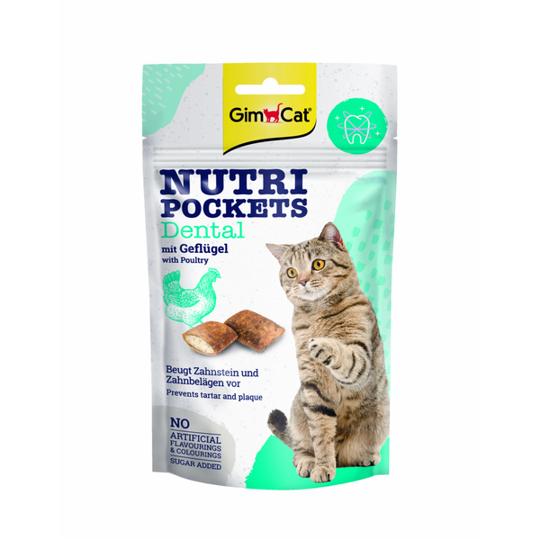 Afbeelding Gimcat Nutri Pockets - Kattensnack - Dental Gevogelte 60 g door Petsplace.nl