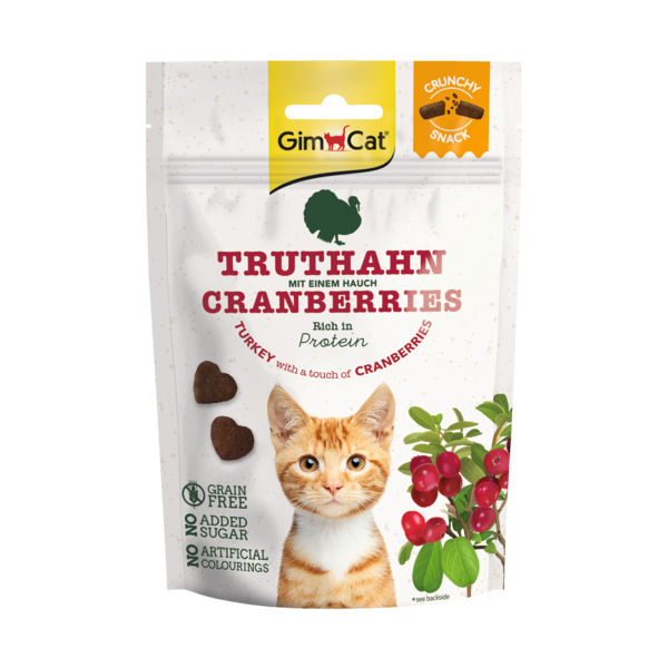 Afbeelding Gimcat Crunchy Snack 50 g - Kattensnack - Kalkoen&Cranberry door Petsplace.nl