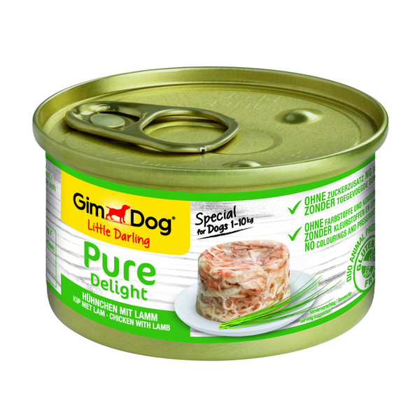 Afbeelding GimDog Pure Delight - Kip met Lam - 12 x 85 gram door Petsplace.nl