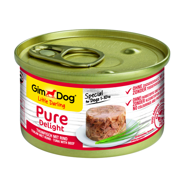 Afbeelding Gimdog Little Darling Pure Delight 85 g - Hondenvoer - Tonijn&Rund door Petsplace.nl