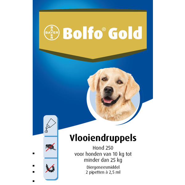 Bolfo Gold Hond 250 Anti vlooienmiddel 2 stuks 10 25 Kg