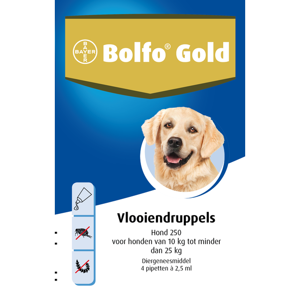 Bolfo Gold Hond 250 Anti vlooienmiddel 4 stuks 10 25 Kg