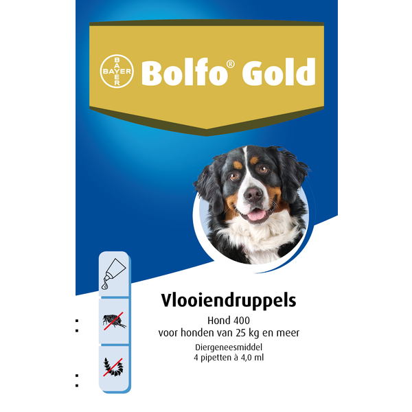 Bolfo Gold Hond 400 - Anti vlooienmiddel - 4 stuks 25 - 40 Kg