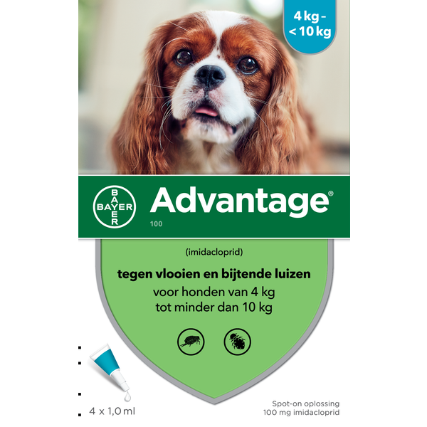 Afbeelding Advantage Nr. 100 vlooienmiddel (4 tot 10kg) hond Per verpakking door Petsplace.nl