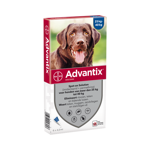 Advantix Spot On 400 4 ml Anti vlooien en tekenmiddel 6 pip 25 40 Kg