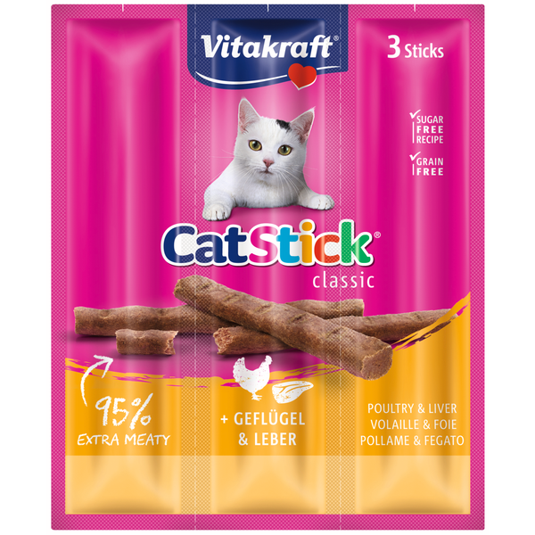 Afbeelding Vitakraft Catsticks Mini Gevogelte/Lever kattensnoep 3 stuks door Petsplace.nl