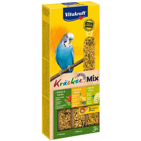Afbeelding Vitakraft Parkiet Kracker 3 stuks - Vogelsnack - Kiwi&Vijg&Banaan door Petsplace.nl