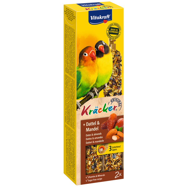 Afbeelding Vitakraft Agapornis Kracker 2 stuks - Vogelsnack - Dadel&Amandel door Petsplace.nl