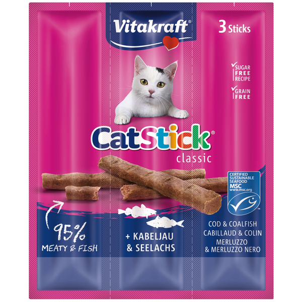 Vitakraft Catstick Classic met kabeljauw & koolvis kattensnoep 10 x 3 sticks online kopen