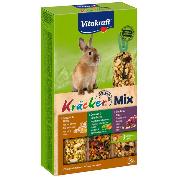 Vitakraft Konijn Kracker 3in1 - Konijnensnack - Musli&Groenten&Popcorn