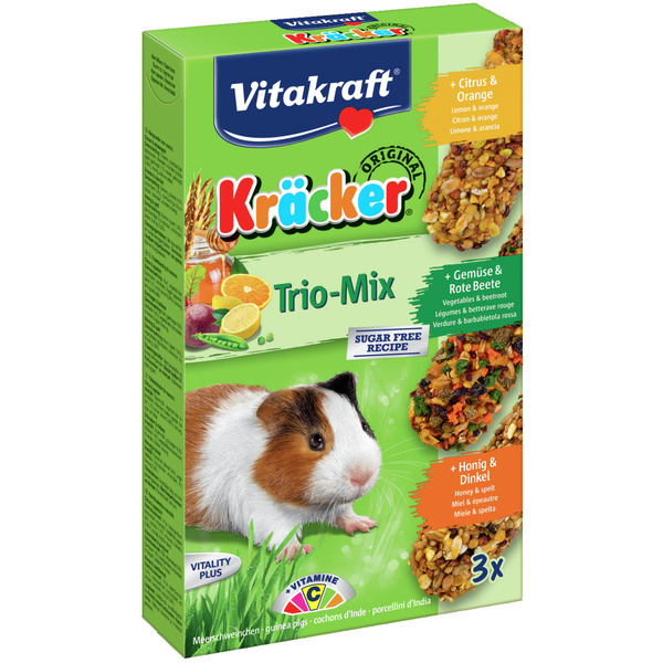 Vitakraft Cavia Kracker 3in1 - Knaagdiersnack - Honing&Groenten&Citrus