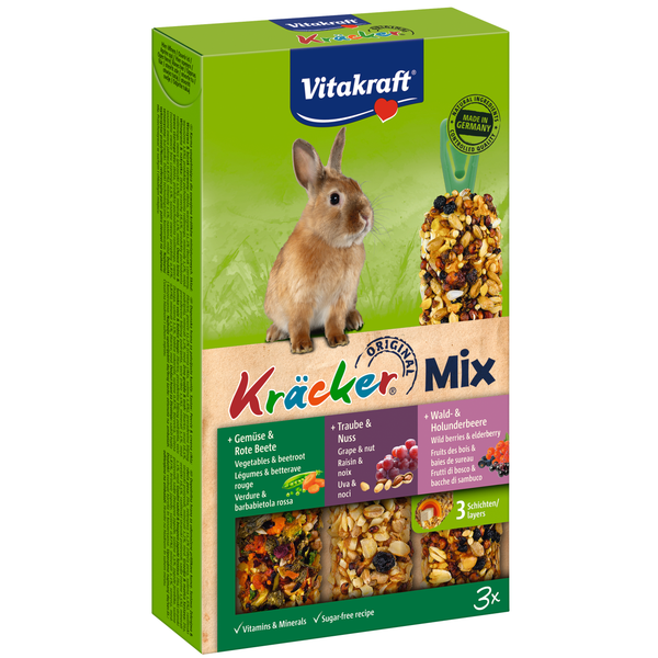 Afbeelding Vitakraft Konijn Kracker 3in1 - Konijnensnack - Noten&Bosbessen&Groenten door Petsplace.nl