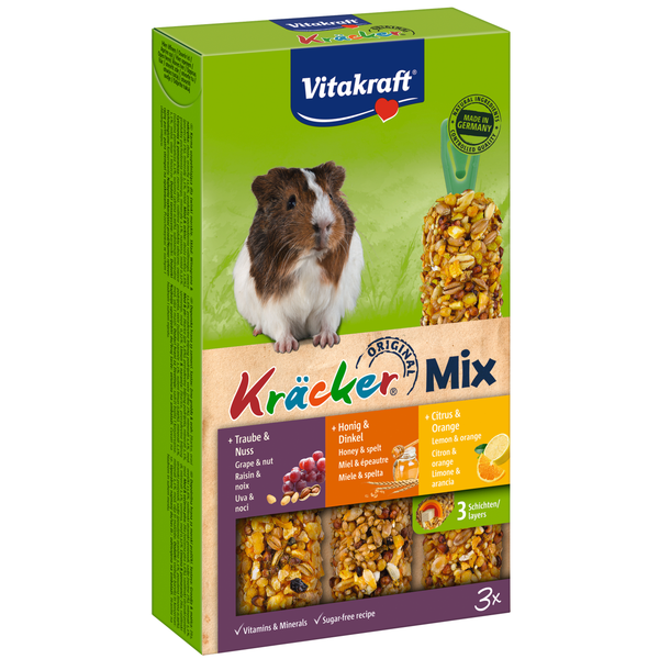 Vitakraft Cavia Kracker 3in1 - Knaagdiersnack - Honing&Popcorn&Active