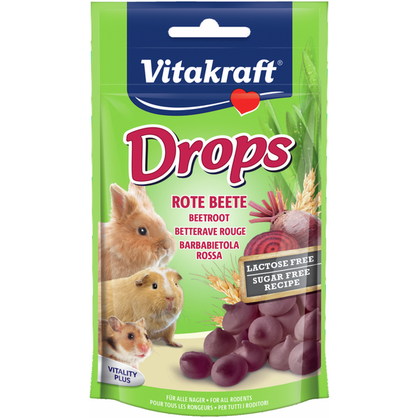 Afbeelding Vitakraft Knaagdier Drops - Knaagdiersnack - Rode Biet Lactose Vrij door Petsplace.nl