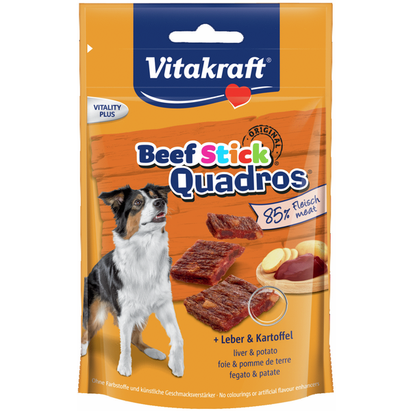 Afbeelding Vitakraft Beefstick Hond Quadros - Hondensnacks - Lever&Aardappel door Petsplace.nl