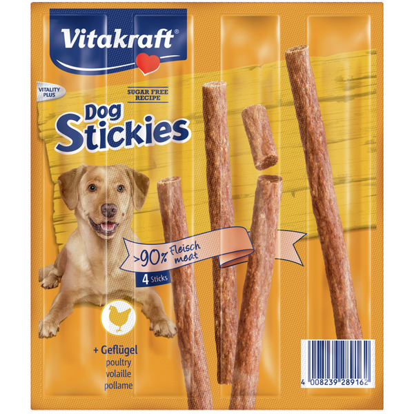 Afbeelding Vitakraft Dog Stickies 4x11 g - Hondensnacks - Gevogelte door Petsplace.nl