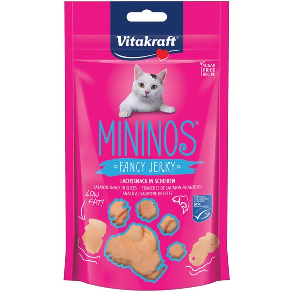 Afbeelding Vitakraft Mininos Fancy Jerky - Kattensnack - Zalm 40 g door Petsplace.nl