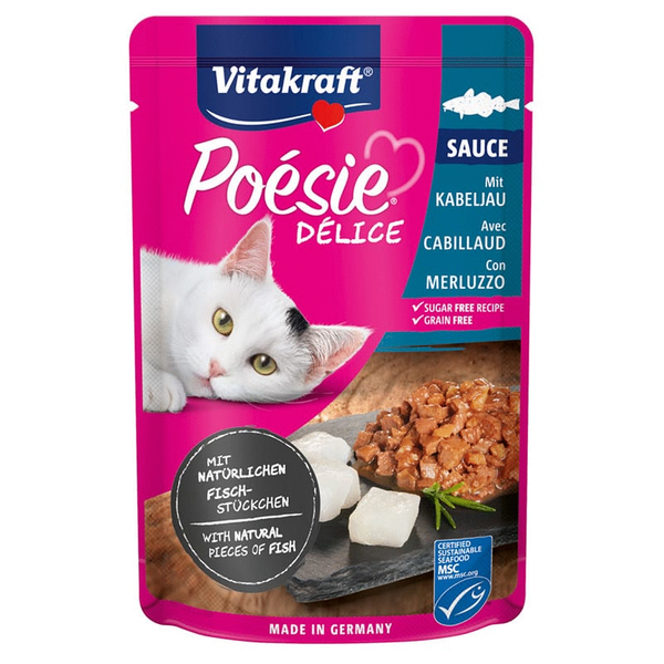 Afbeelding Vitakraft Poesie Deli Sauce Pouch 85 g - Kattenvoer - Kabeljauw door Petsplace.nl