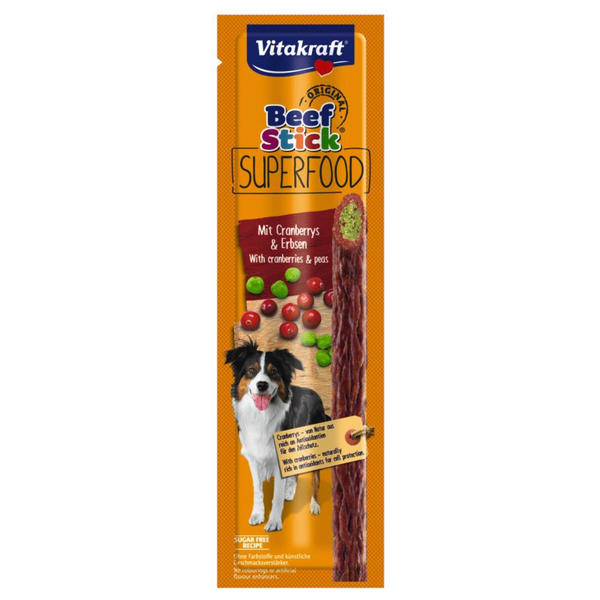 Afbeelding Vitakraft Beef Stick Superfood 25 g - Hondensnacks - Rund&Erwt&Cranberry door Petsplace.nl