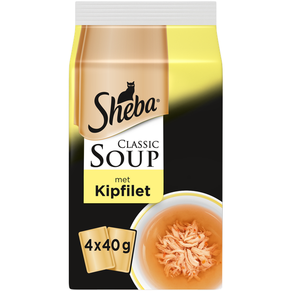 Afbeelding Sheba Classic Soup 4x40 g - Kattenvoer - Kip door Petsplace.nl