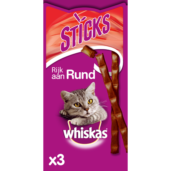 Afbeelding Whiskas Sticks 18 g - Kattensnack - Rund door Petsplace.nl