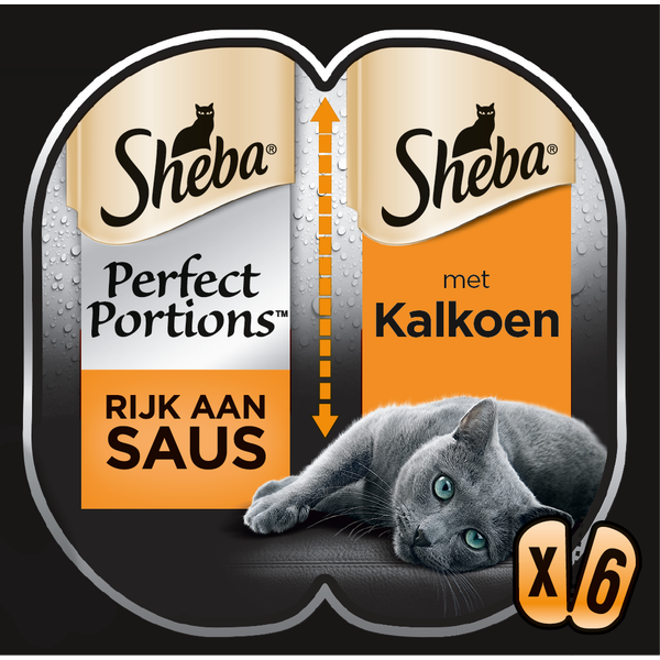 Afbeelding Sheba Perfect Portions Adult 2x37.5 g - Kattenvoer - Kalkoen&Saus door Petsplace.nl