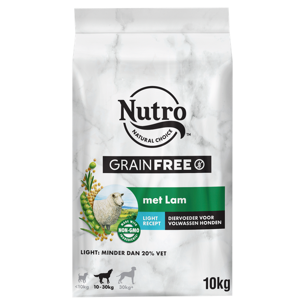Afbeelding Nutro Grain Free Adult Light met lam hondenvoer 10 kg door Petsplace.nl