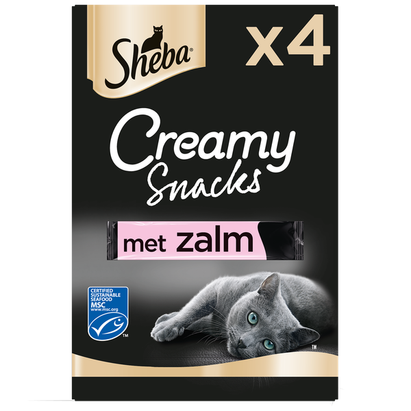 Afbeelding Sheba Creamy Snacks 4x12 g - Kattensnack - Zalm door Petsplace.nl