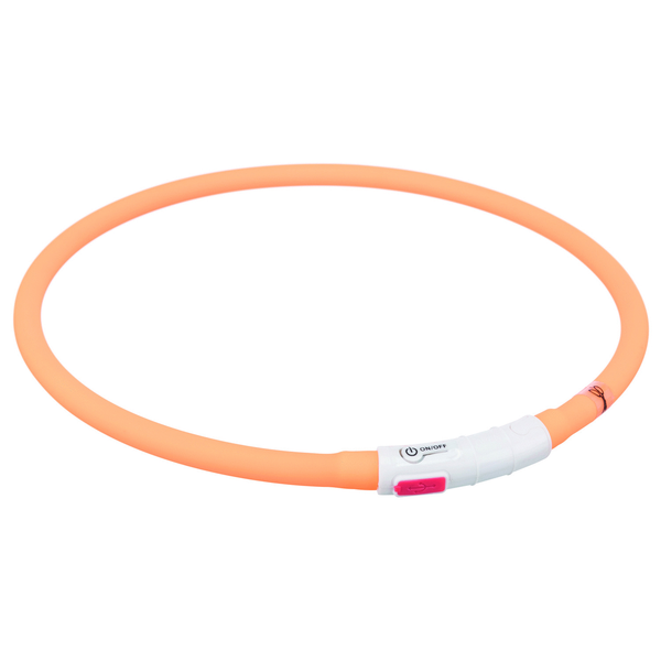 Trixie halsband voor hond usb flash light lichtgevend oplaadbaar oranje 70x1cm