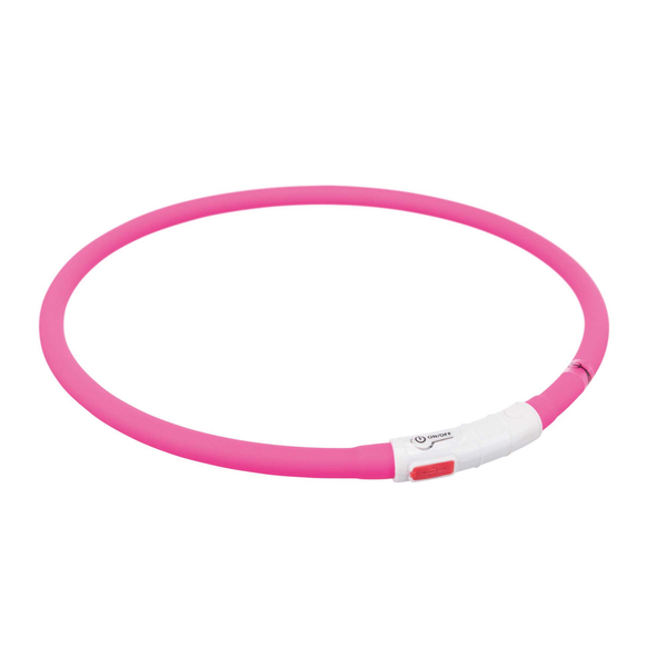 Afbeelding Trixie halsband voor hond usb flash light lichtgevend oplaadbaar roze 70x1cm door Petsplace.nl