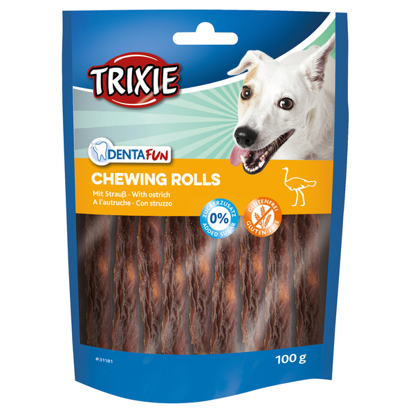 Afbeelding Trixie Denta Fun Ostrich Chewing Rolls - 100 g door Petsplace.nl