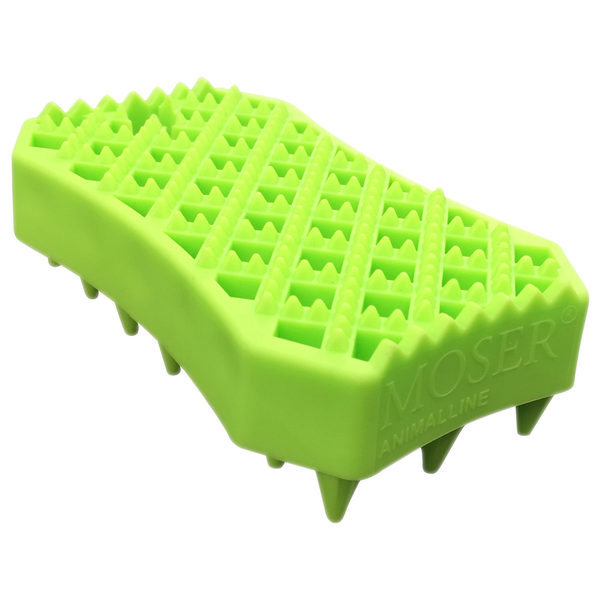 Afbeelding Moser Sheddy Universele Rubberen Borstel - Hondenvachtverzorging - 35x70x115 mm Groen Grijs door Petsplace.nl