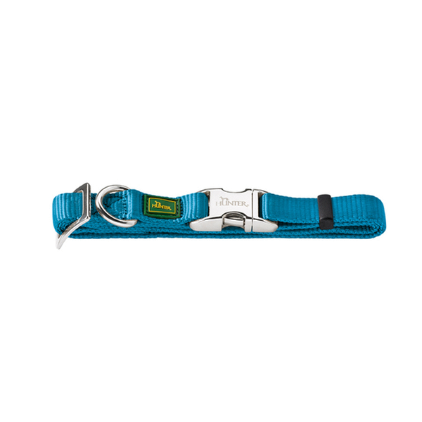 Afbeelding Hunter Klikhalsband Alu Nylon Soft Petrol - Hondenhalsband - 30-45x1.5 cm door Petsplace.nl