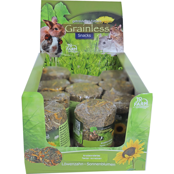Afbeelding Jr Farm Grainless Paarden- En Zonnebloem Rol - Ruwvoer - 5 x 5 x 9 cm 70 g door Petsplace.nl
