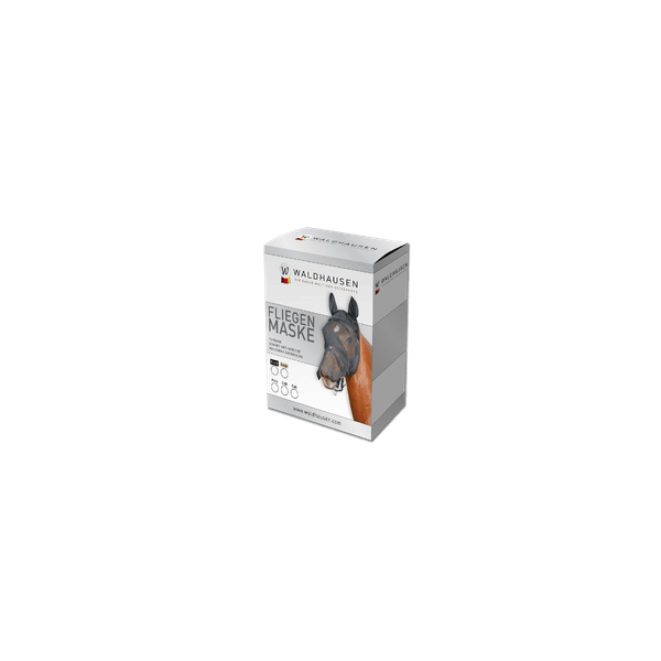 Afbeelding Waldhausen Luxe Vliegenmasker Met Oren En Neus Zwart - Anti insect - Full door Petsplace.nl