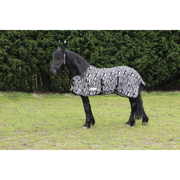 Afbeelding Waldhausen Vliegendeken Zebra Zwart&Wit - Paardendekens - 185 cm door Petsplace.nl