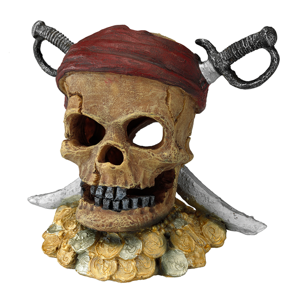 Aqua Della Decor Pirate Skull Sword Head - Aquarium - Ornament - 21.5x16.5x20 cm