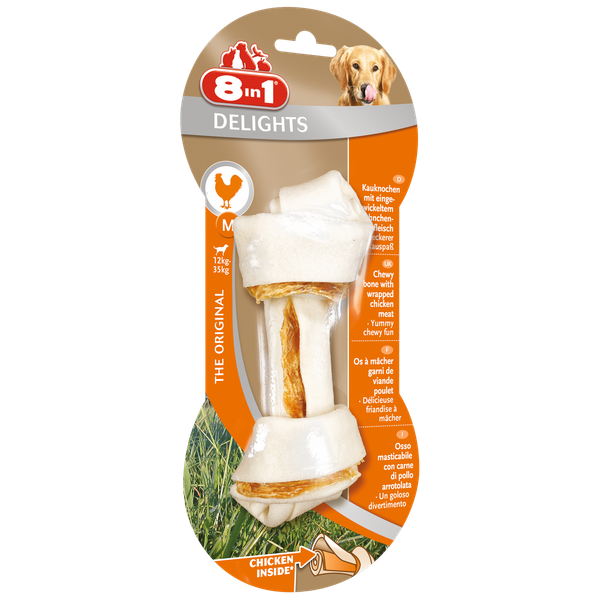 Afbeelding 8in1 Delights Kauwknook Kip - Hondensnacks - Medium door Petsplace.nl