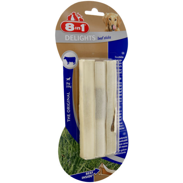 Afbeelding 8in1 Delights Kauwsticks - Hondensnacks - Rundvlees 3x25 g 3 stuks door Petsplace.nl