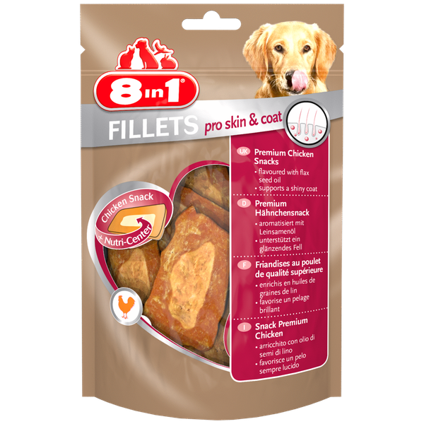 Afbeelding 8in1 Fillets Pro Small - Hondensnacks - 80 g Skin & Coat door Petsplace.nl