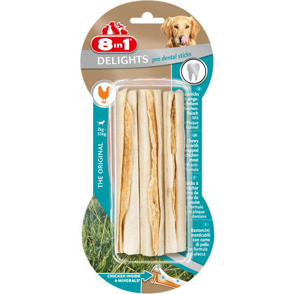 Afbeelding 8in1 Delights Pro Dental Sticks - Hondensnacks - Kip 3x25 g 3 stuks door Petsplace.nl